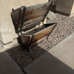 (3) Custom Two Bin Double Stacked Steel Wall Planters