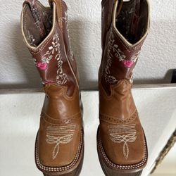Botas Vaqueras De Niña Talla 11.5 Hechas En México De Piel / 3 Caballos 