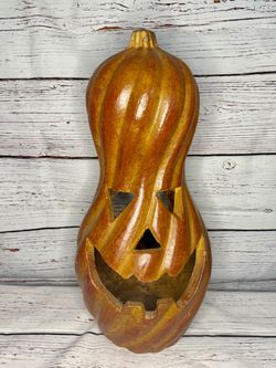 Clay Pottery Pumpkin Jack-O-Latern