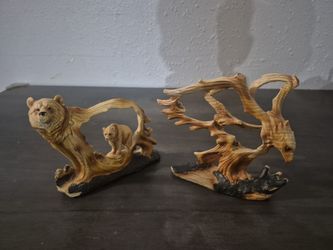 Two Bear Sculptures Souvenir Decor