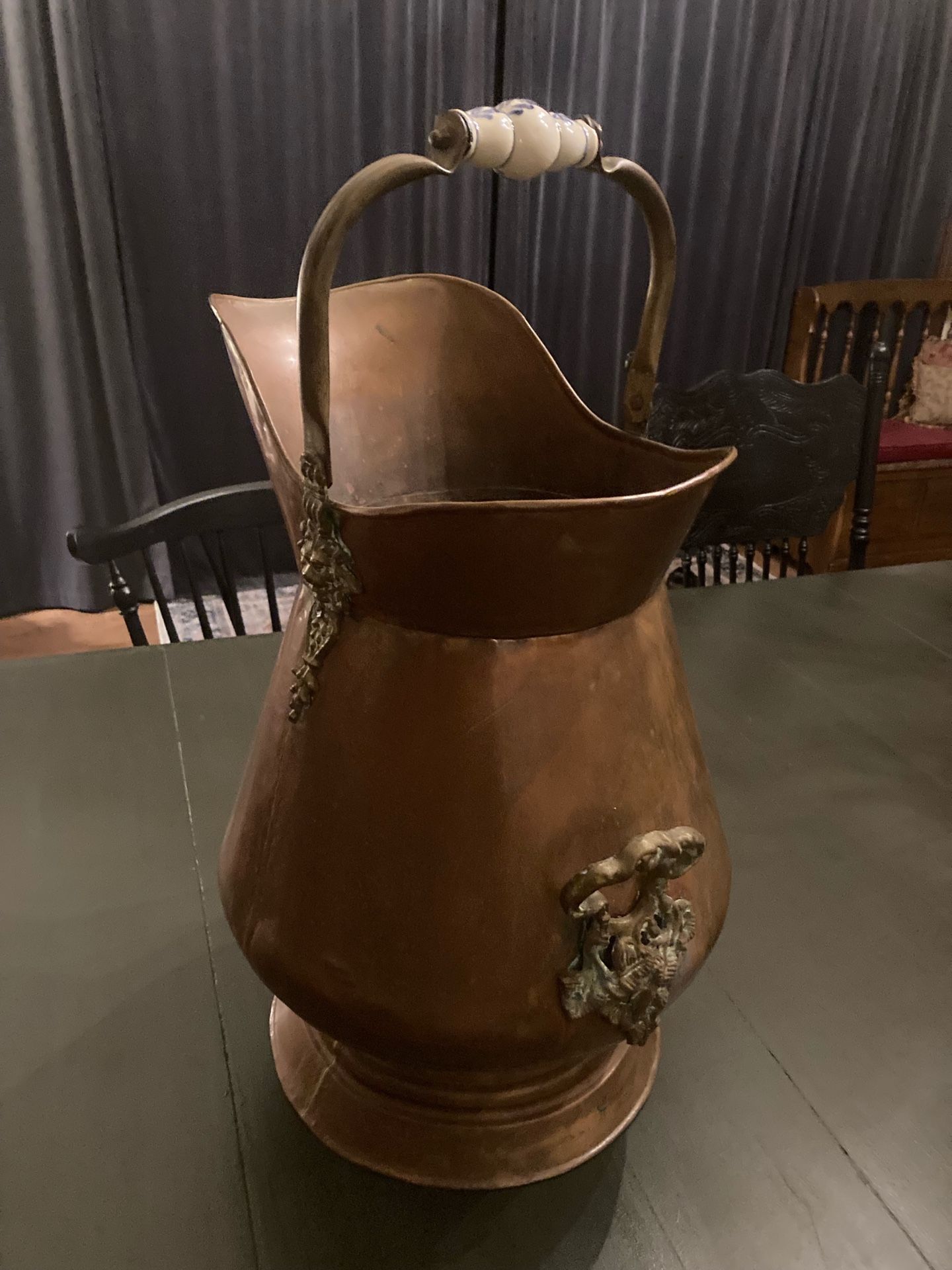 Vintage Brass and Copper Scuttle Bucket