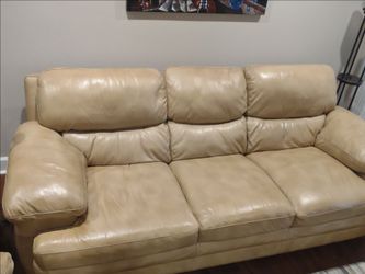 Leather Sofa and Armchair set plus added Fabric Armchair