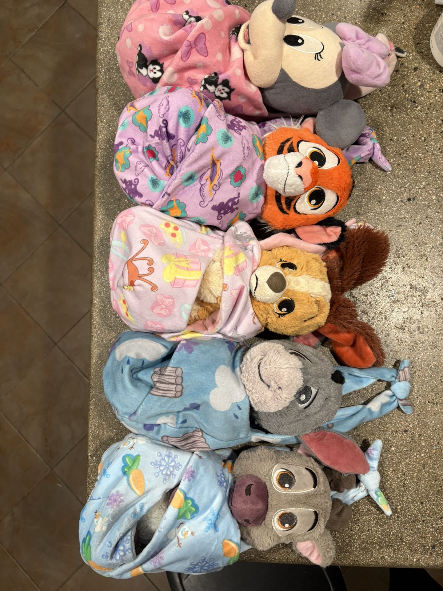 Disney Plushies In Blankets