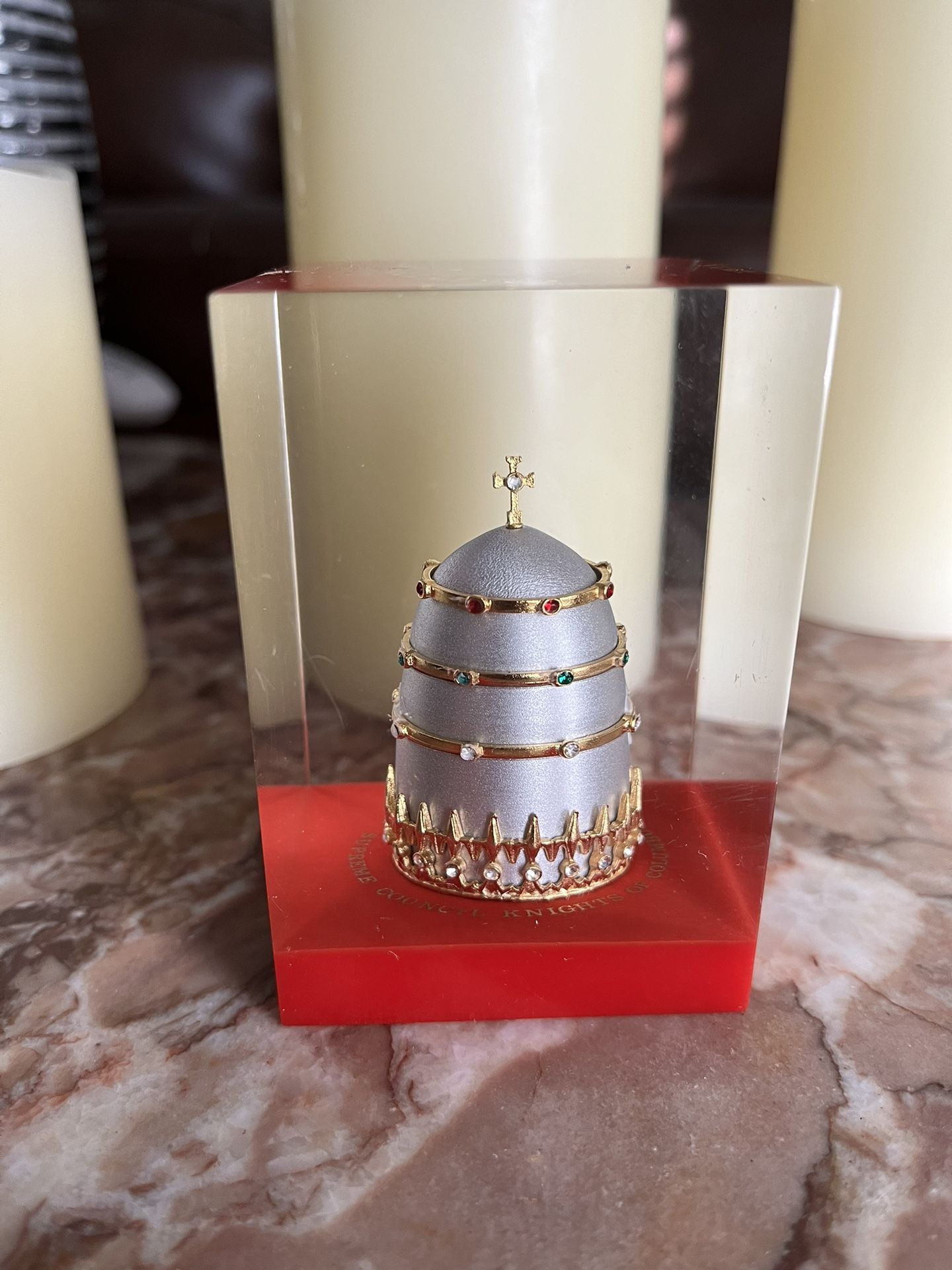 Knights Of Columbus Paperweight Supreme Council Tiara Pope Paul VI Blackinton