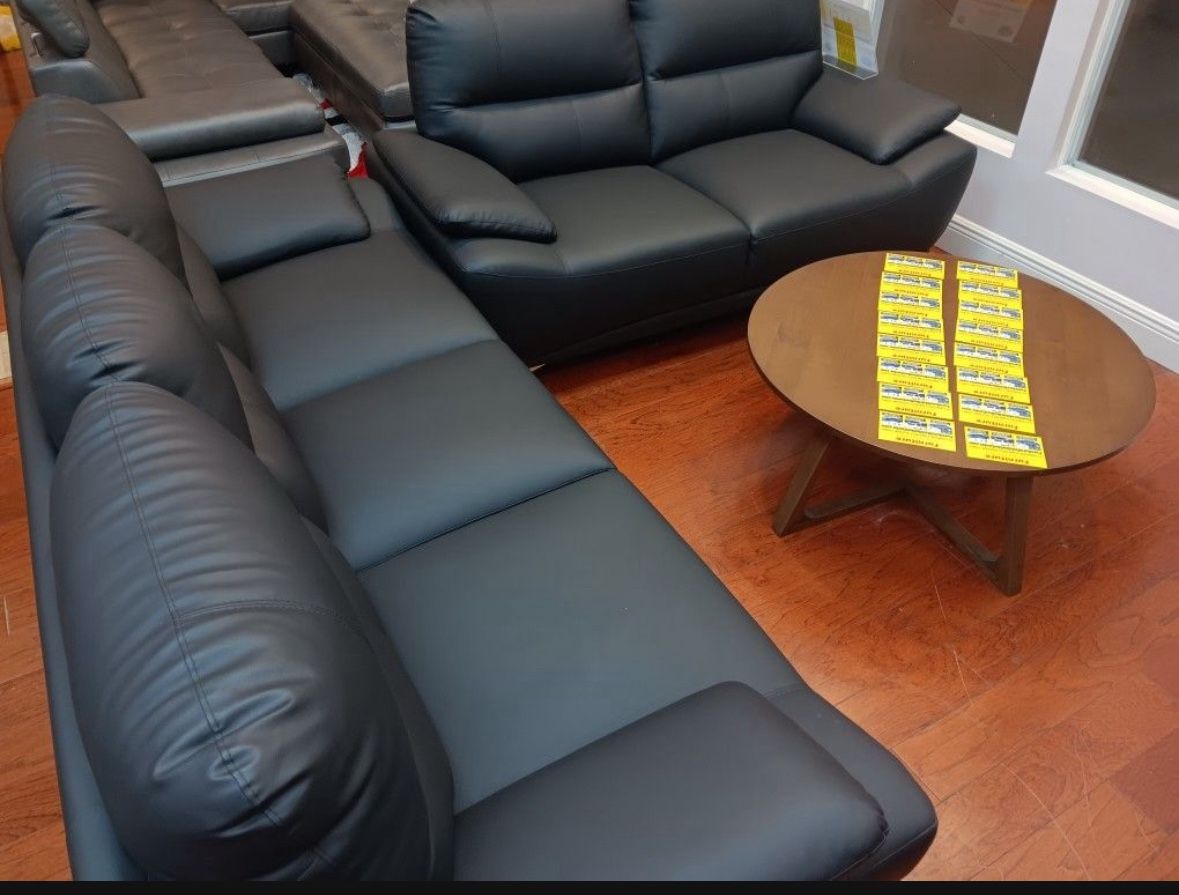 New year sale. Valencia black sofa and loveseat set only $599. Easy finance option. Same day delivery.
