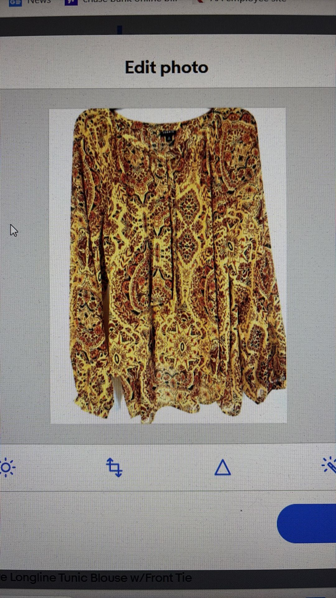 Torrid Women’s Multicolor Long Sleeve Longline Tunic Top w/Front Tie Sz-3x