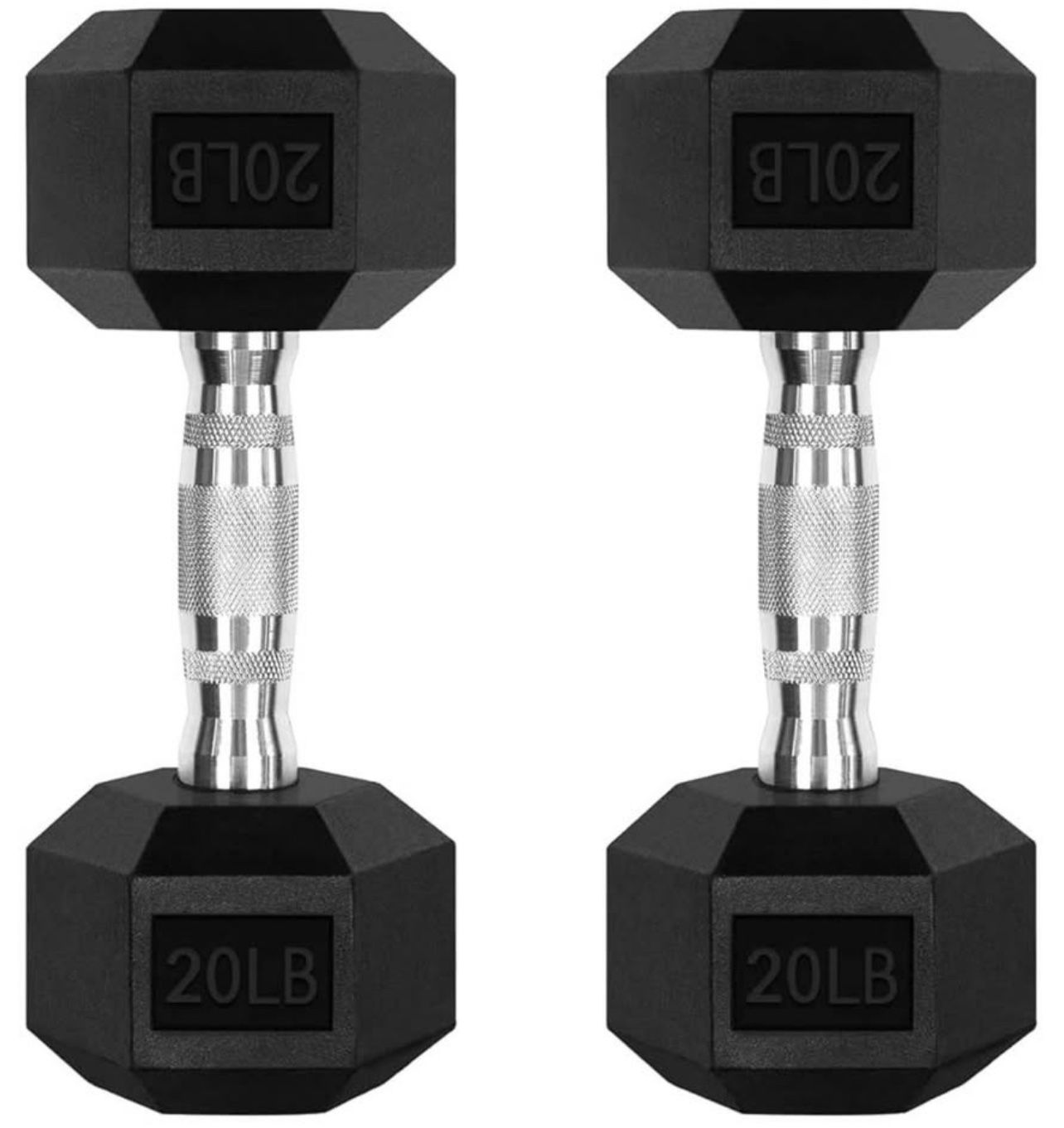 RitFit 20LBS  Rubber Encased Hex Dumbbell Sets with Optional Rack for Home Gym, Coated Hand Weight