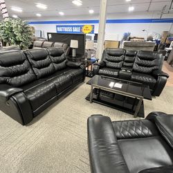 Black Reclining Sofa And Loveseat Set