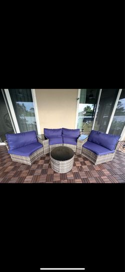 7 Piece outdoor patio sofa set -Dark Blue