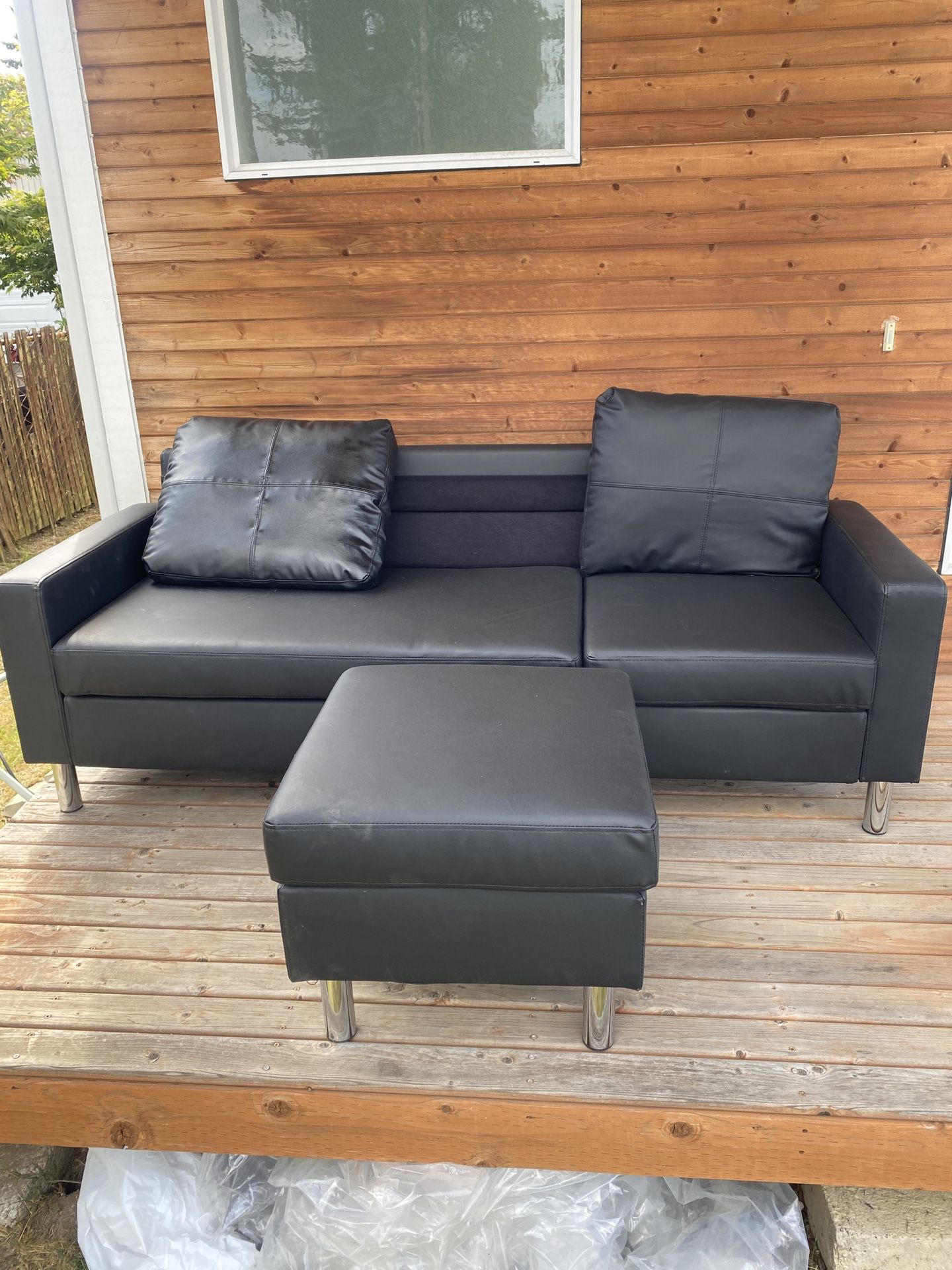 Leather Couch With Ottoman