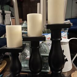 Flameless Candles And Pillars Set Of 3