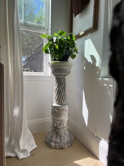 Stunning Solid Carrera marble Pedestal plant stand