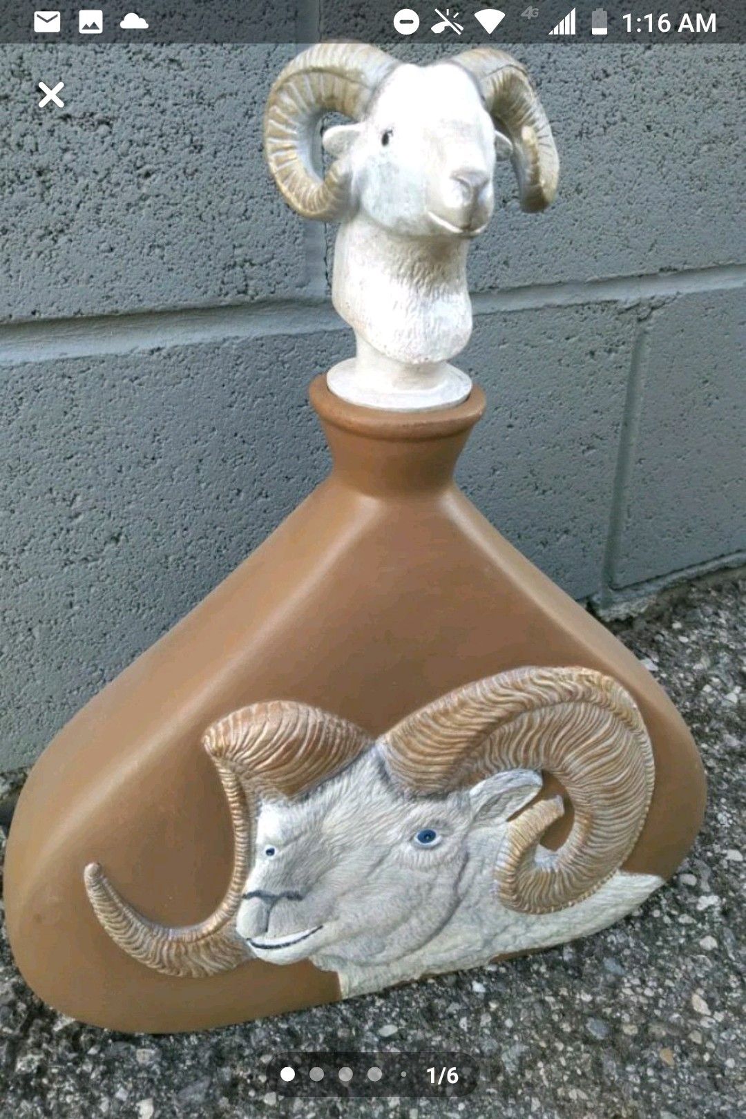 Native American Big Horn Sheep Ceramic Pot with Big Horn Sheep Lid. Hand Made very unique ceramic piece