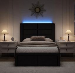 Twin size with LED. New in box. Assembly required.