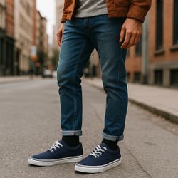 IZOD Rangley Men’s Canvas Sneakers Navy Size 13 Lace-Up Memory Foam Comfort New