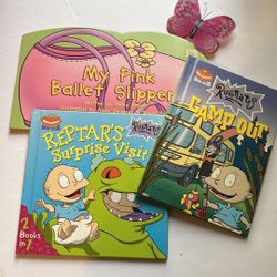 3 books with 4 stories My pink slippers and rugrats!!! Vintage EUC