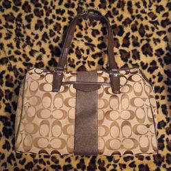 COACH Signature Canvas Brown and Khaki  Satchel