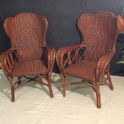 Two Little Child Vintage Multi Application Wingback Rattan Wicker Chairs