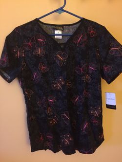 Embroidered Scrub Top