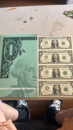Uncirculated 4 one dollar bills bureau of engraving and printing