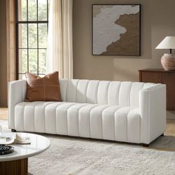 100% 83” Stain Resistant Genuine Leather Couch Brand New In Box