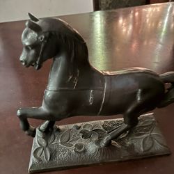 Antique heavy bronze horse statue