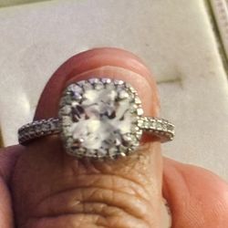 925 Silver Halo Cushion Cut Ring Size 8
