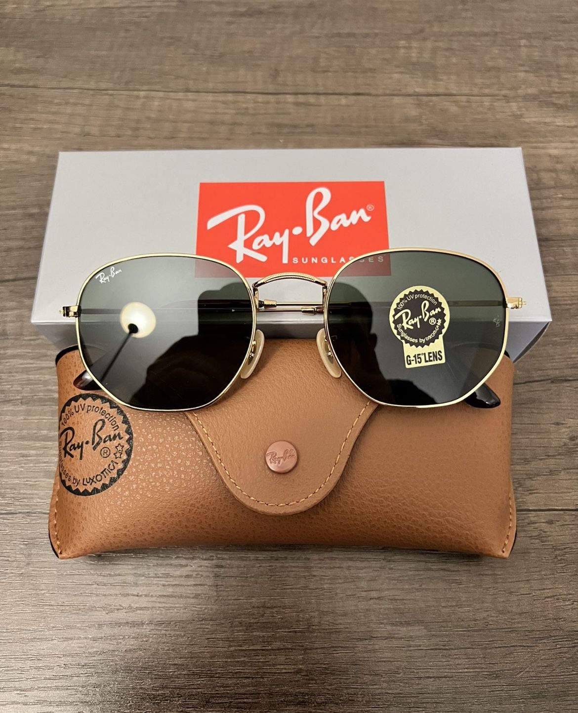 Hexagonal Flat 54mm NEW RayBan Sunglasses with original Ray Ban Packaging 