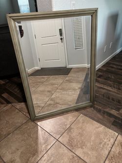 Large Wall Mirror with Gray Frame
