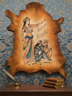 Vintage Persian Artwork Painting on soft genuine leather