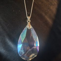 Real Silver W Big Crystal Pendant. 