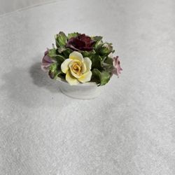 
Aynsley Bone China "June Rose" Floral Basket Figurine