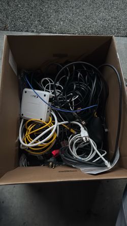 Misc box of chairing cables and wires
