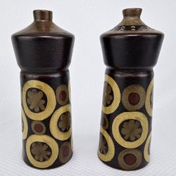 Vintage Denby Arabesque Stoneware Salt & Pepper Shakers England