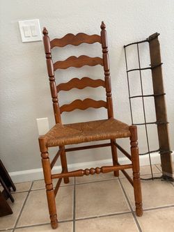 Vintage Ladder Back Chair with Rush Seat