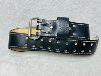 Vtg Altus Genuine Leather Weight lift Black Belt 4” Double Prong