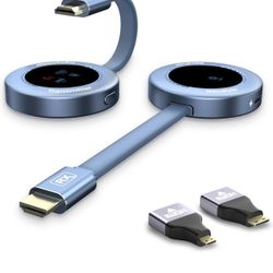 Wireless Hdmi Transmitter and Receiver, Wireless HD Extender Plug & Play Portable 2.4G/5G with LED Screen Hdmi Kit for Streaming Video and Audio to Mo