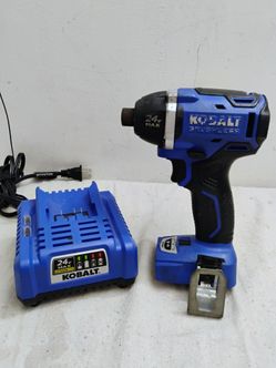 Kobalt 24 volt max brushless impact drill with charger
