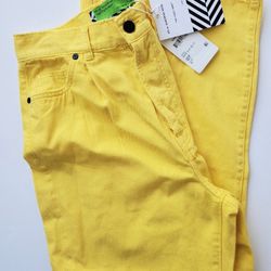 SR vs. Sandrine Rose R1016-D112-SOL-D1 Yellow Wide Leg Crop Jeans 25