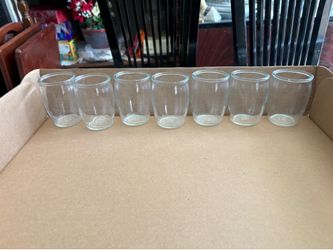 Set of 7 Clear Glass Yogurt Jars for yogurt, cocktail, dessert, jello, and pudding