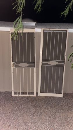Security Screen Doors Pair White Metal