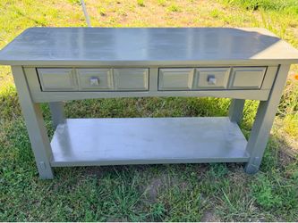 Gray Painted Side Table with Drawers