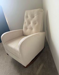 Cream Tufted Upholstered Rocking Chair