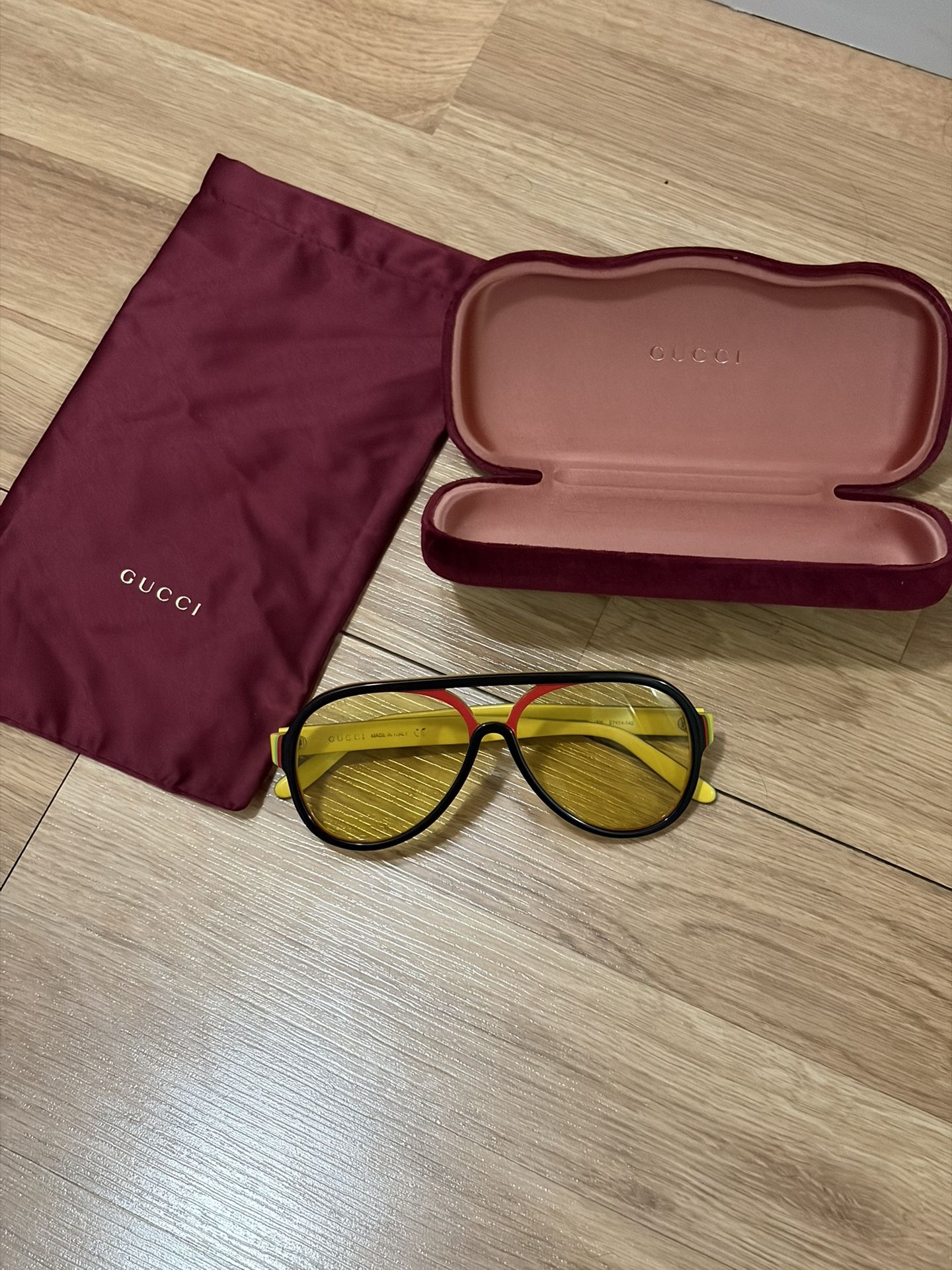 Gucci Yellow/Multicolor Tinted GG0270S Pilot Sunglasses