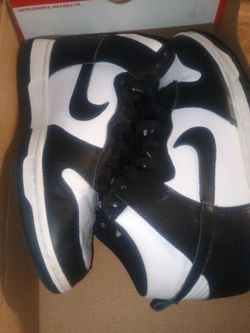 White and black Nike dunks high tops women's