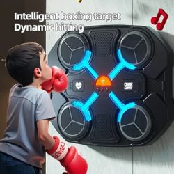 Youngsters' Smart Boxing Trainer with Music - Wall-Mounted Electronic Target 3-Speed Adjustable Dynamic Music & Lights, USB Charging - Ideal Relax Toy