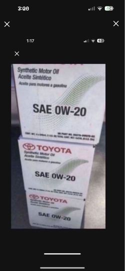 Toyota SAE 0W20 Synthetic Motor Oil case of 6 quarts sealed and unopened.