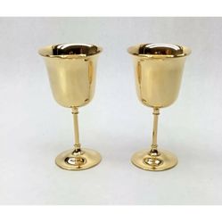 Vintage Wuttembergische Metal Factory WMF Ikora 24K Gold Plated Goblets -----A11
