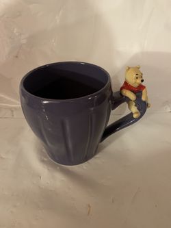 Disney Store Pooh Figurine Mug Purple With Pooh On Handle