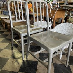 PAIR OF INDUSTRIAL METAL CHAIRS